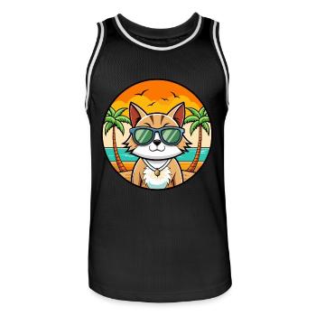 Europäische Kurzhaarkatze Rasse Cartoon Sonnenbrille - Männer Basketball-Trikot - Schwarz/Weiß - Vorne - AI Model Male 185 dark (185cm)