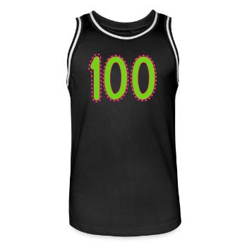 100. 100 YEARS. 100th ANNIVERSARY. BIRTHDAY 100 - Men's Basketball Jersey - black/white - Front - AI Model Male 185 dark (185cm)