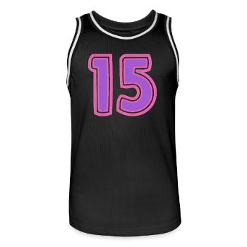 15. 15 ANS. 15e ANNIVERSAIRE. ANNIVERSAIRE 15 ANS. - Maillot de basket Homme - noir/blanc - Devant - AI Model Male 185 dark (185cm)