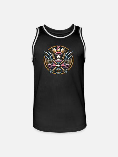 Fille du village logo - Maillot de basket Homme - noir/blanc