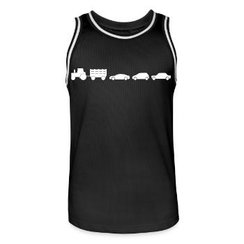 Tractor with trailer and cars - Men's Basketball Jersey - black/white - Front - AI Model Male 185 dark (185cm)
