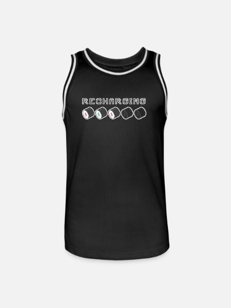 Recharging Pixel Sushi - Men's Basketball Jersey - black/white