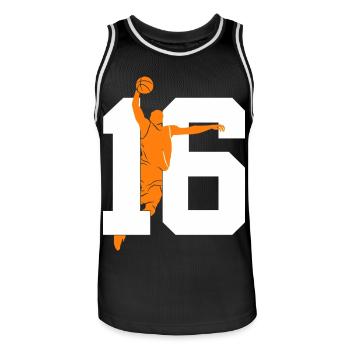 NUMÉRO 16 : 16E ANNIVERSAIRE DE BASKET-BALL - Maillot de basket Homme - noir/blanc - Devant - AI Model Male 185 dark (185cm)