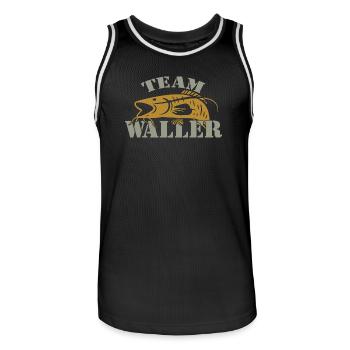Team Waller - Wels fischen - Männer Basketball-Trikot - Schwarz/Weiß - Vorne - AI Model Male 185 dark (185cm)