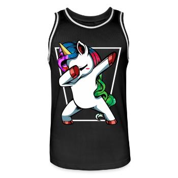 Unicorn Dab mit Regenbogen - Männer Basketball-Trikot - Schwarz/Weiß - Vorne - AI Model Male 185 dark (185cm)
