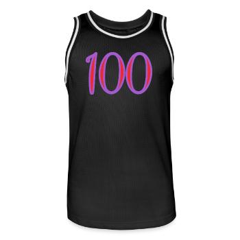 100. 100 YEARS. 100th ANNIVERSARY. 100 BIRTHDAY - Men's Basketball Jersey - black/white - Front - AI Model Male 185 dark (185cm)