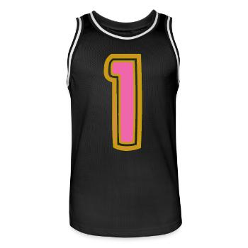 1. 1 JAHR. 1. JAHRESTAG. 1 JAHR GEBURTSTAG - Männer Basketball-Trikot - Schwarz/Weiß - Vorne - AI Model Male 185 dark (185cm)