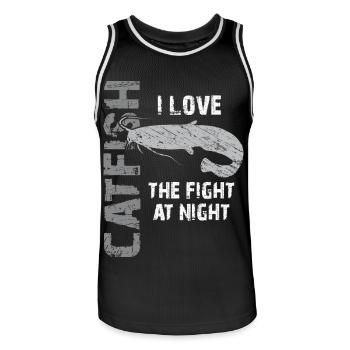 Catfish Fishing Sport Fishing Strong Fish - Men's Basketball Jersey - black/white - Front - AI Model Male 185 dark (185cm)