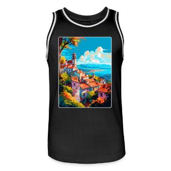 Viana Do Castelo Portugal Vintage Reiseposter - Männer Basketball-Trikot - Schwarz/Weiß - Vorne - AI Model Male 185 dark (185cm)