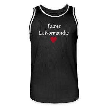 J'aime la Normandie - Maillot de basket Homme - noir/blanc - Devant - AI Model Male 185 dark (185cm)