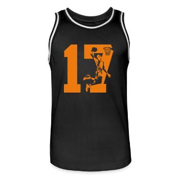 NUMÉRO 17 : 17E ANNIVERSAIRE DE BASKET-BALL - Maillot de basket Homme - noir/blanc - Devant - AI Model Male 185 dark (185cm)