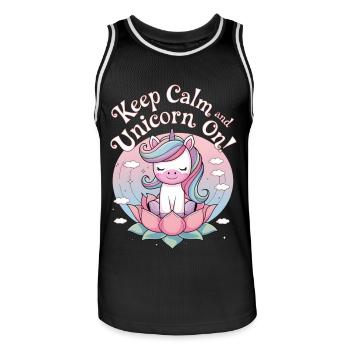 Keep Calm And Unicorn On! - Men's Basketball Jersey - black/white - Front - AI Model Male 185 dark (185cm)