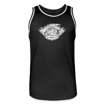 Tractor Pulling Logo - Men's Basketball Jersey - black/white - Front - AI Model Male 185 dark (185cm)