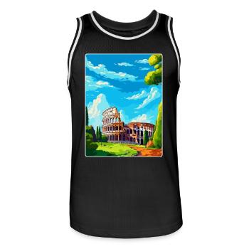 Rom Italien Vintage Reiseplakat Souvenir Souvenir - Männer Basketball-Trikot - Schwarz/Weiß - Vorne - AI Model Male 185 dark (185cm)