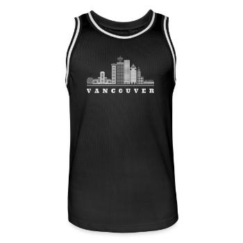 Vancouver Skyline Kanada - Männer Basketball-Trikot - Schwarz/Weiß - Vorne - AI Model Male 185 dark (185cm)