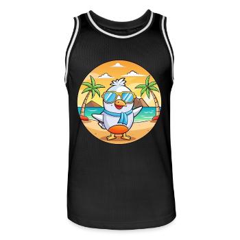 Möwe Lustige Cartoon Sommer Strand Sonnenbrille - Männer Basketball-Trikot - Schwarz/Weiß - Vorne - AI Model Male 185 dark (185cm)