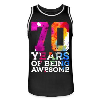 70 YEARS OF BEING AWESOME 70. GEBURTSTAG - Männer Basketball-Trikot - Schwarz/Weiß - Vorne - AI Model Male 185 dark (185cm)