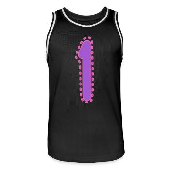 1. 1 JAHR. 1. JAHRESTAG. 1 JAHR GEBURTSTAG - Männer Basketball-Trikot - Schwarz/Weiß - Vorne - AI Model Male 185 dark (185cm)