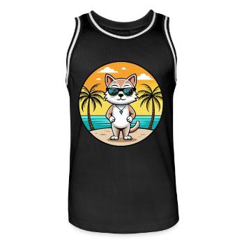 Burmilla Cat Breed Cartoon Lunettes de soleil Beach - Maillot de basket Homme - noir/blanc - Devant - AI Model Male 185 dark (185cm)