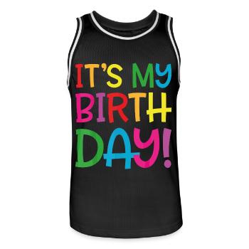 c'est mon anniversaire - Maillot de basket Homme - noir/blanc - Devant - AI Model Male 185 dark (185cm)