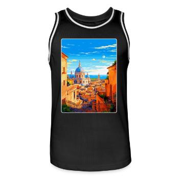 Rom Italien Vintage Reiseplakat Souvenir Souvenir - Männer Basketball-Trikot - Schwarz/Weiß - Vorne - AI Model Male 185 dark (185cm)