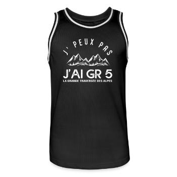 J'peux pas j'ai GR 5 – Randonnée Alpes - Maillot de basket Homme - noir/blanc - Devant - AI Model Male 185 dark (185cm)