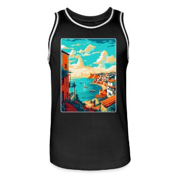 Lagos Portugal Vintage Reiseplakat Souvenir WPA - Männer Basketball-Trikot - Schwarz/Weiß - Vorne - AI Model Male 185 dark (185cm)