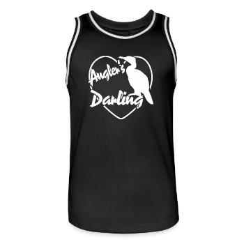 The Cormorant - Angler's Sport Fisherman's Favorite - Men's Basketball Jersey - black/white - Front - AI Model Male 185 dark (185cm)