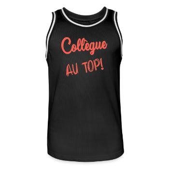 COLLEGUE. DEPART. EMPLOI. HUMOUR. MANAGER. CHEF - Maillot de basket Homme - noir/blanc - Devant - AI Model Male 185 dark (185cm)