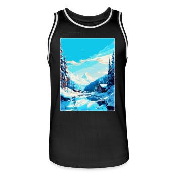 Val D Isère France Affiche de voyage vintage souvenir - Maillot de basket Homme - noir/blanc - Devant - AI Model Male 185 dark (185cm)