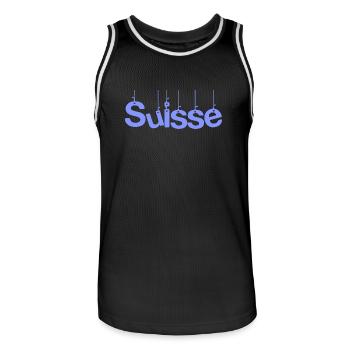 SCHWEIZ. HUMOR. LAND. FLAGGE. GENF. LAUSANNE - Männer Basketball-Trikot - Schwarz/Weiß - Vorne - AI Model Male 185 dark (185cm)