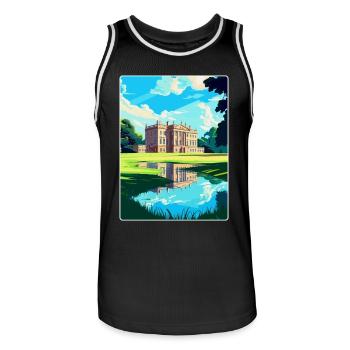 Attingham Park Shropshire Reiseposter Souvenir - Männer Basketball-Trikot - Schwarz/Weiß - Vorne - AI Model Male 185 dark (185cm)