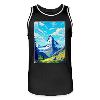 Matterhorn Suisse Affiche de voyage vintage WPA - Maillot de basket Homme - noir/blanc - Devant - AI Model Male 185 dark (185cm)