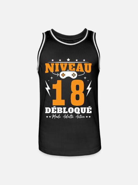 Niveau 18 Débloqué Anniversaire 18 Ans - Maillot de basket Homme - noir/blanc