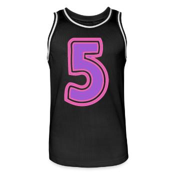 5. 5 ANS. 5e ANNIVERSAIRE. ANNIVERSAIRE 5 ANS - Maillot de basket Homme - noir/blanc - Devant - AI Model Male 185 dark (185cm)