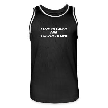 Ich lebe um zu lachen und ich lache um zu leben - Männer Basketball-Trikot - Schwarz/Weiß - Vorne - AI Model Male 185 dark (185cm)