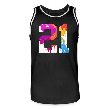 NUMÉRO COLORÉ 21 COLORÉ 21E ANNIVERSAIRE - Maillot de basket Homme - noir/blanc - Devant - AI Model Male 185 dark (185cm)