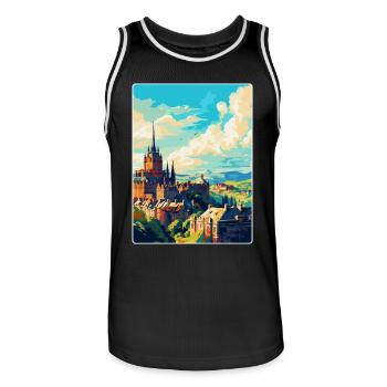 Edinburgh Schottland Großbritannien Reiseposter Souvenir WPA - Männer Basketball-Trikot - Schwarz/Weiß - Vorne - AI Model Male 185 dark (185cm)