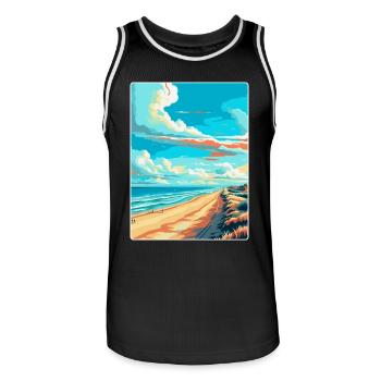 Zandvoort Pays-Bas Affiche de voyage vintage WPA - Maillot de basket Homme - noir/blanc - Devant - AI Model Male 185 dark (185cm)