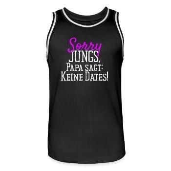Sorry Guys Dad Says No Dates Gift Daughter - Men's Basketball Jersey - black/white - Front - AI Model Male 185 dark (185cm)