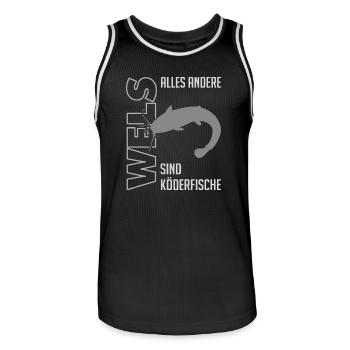 Wels angeln Waller fischen Sportfischen auf Wels - Männer Basketball-Trikot - Schwarz/Weiß - Vorne - AI Model Male 185 dark (185cm)