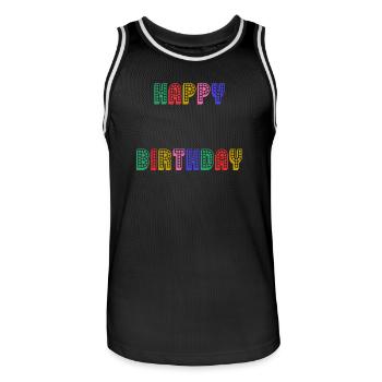 HAPPY BIRTHDAY. ANNIVERSAIRE. - Maillot de basket Homme - noir/blanc - Devant - AI Model Male 185 dark (185cm)
