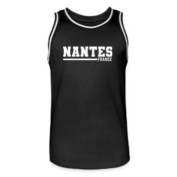 Nantes | Frankreich - Männer Basketball-Trikot - Schwarz/Weiß - Vorne - AI Model Male 185 dark (185cm)