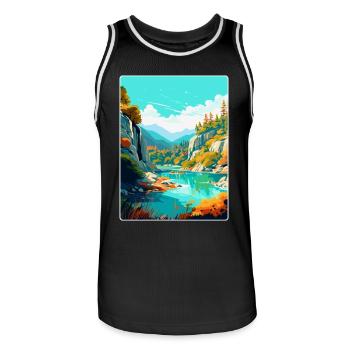 Peneda Geres Nationalpark Portugal Reiseplakat - Männer Basketball-Trikot - Schwarz/Weiß - Vorne - AI Model Male 185 dark (185cm)