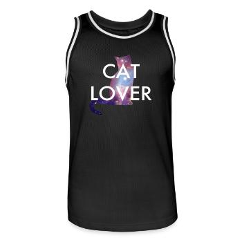 Cat Lover Shirt in Weltraumoptik - Männer Basketball-Trikot - Schwarz/Weiß - Vorne - AI Model Male 185 dark (185cm)