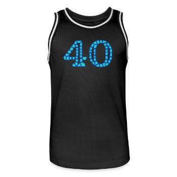 40. 40 ANS. 40e ANNIVERSAIRE. ANNIVERSAIRE 40 ANS. - Maillot de basket Homme - noir/blanc - Devant - AI Model Male 185 dark (185cm)