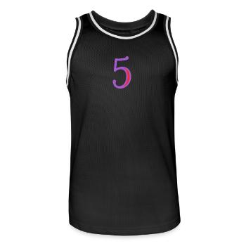 5. 5 ANS. 5e ANNIVERSAIRE. ANNIVERSAIRE 5 ANS - Maillot de basket Homme - noir/blanc - Devant - AI Model Male 185 dark (185cm)