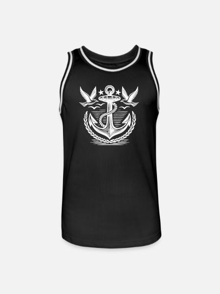 Anker Möwen Logo - Männer Basketball-Trikot - Schwarz/Weiß