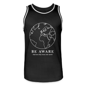 Contour de carte du monde - Maillot de basket Homme - noir/blanc - Devant - AI Model Male 185 dark (185cm)