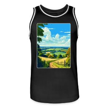 Surrey Hills Vintage Reiseposter Souvenir WPA - Männer Basketball-Trikot - Schwarz/Weiß - Vorne - AI Model Male 185 dark (185cm)